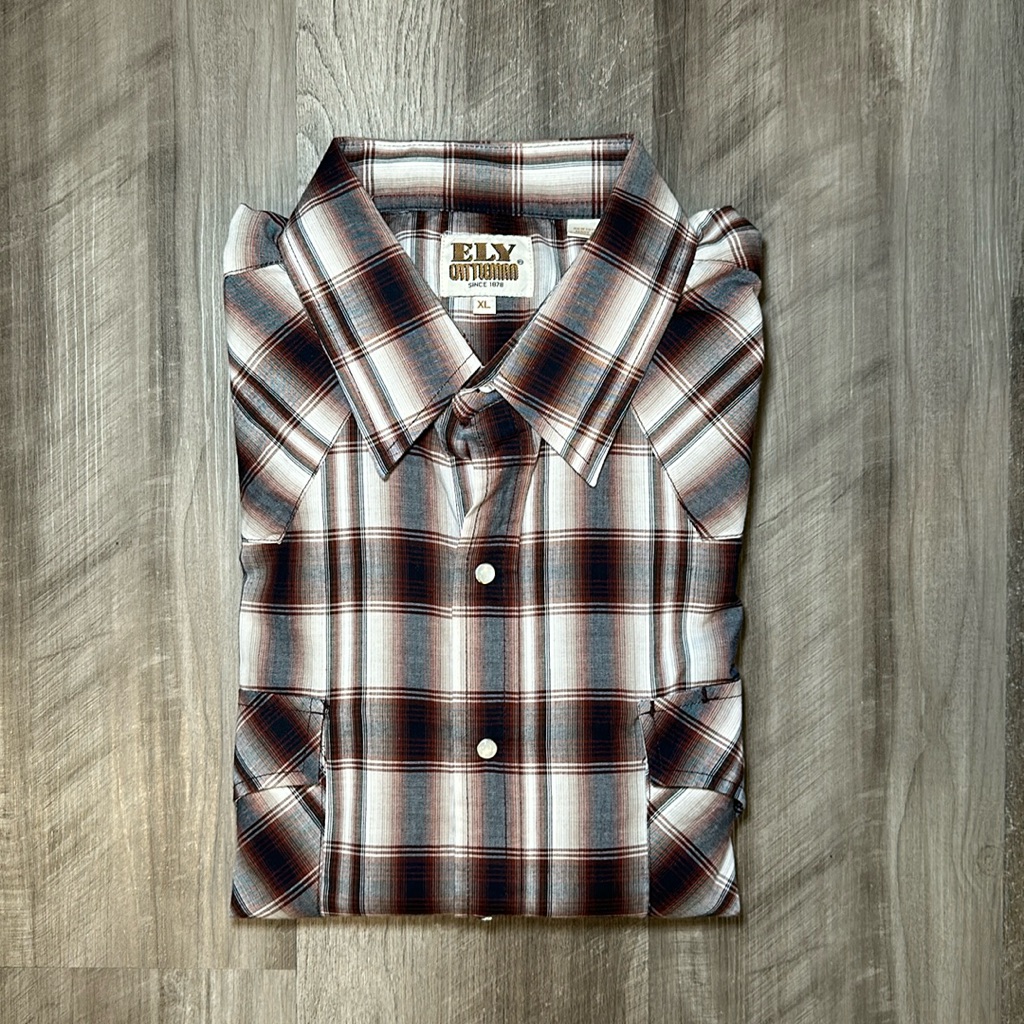 Ely Cattleman Western Long Sleeve Pearl Snap Button - Xl